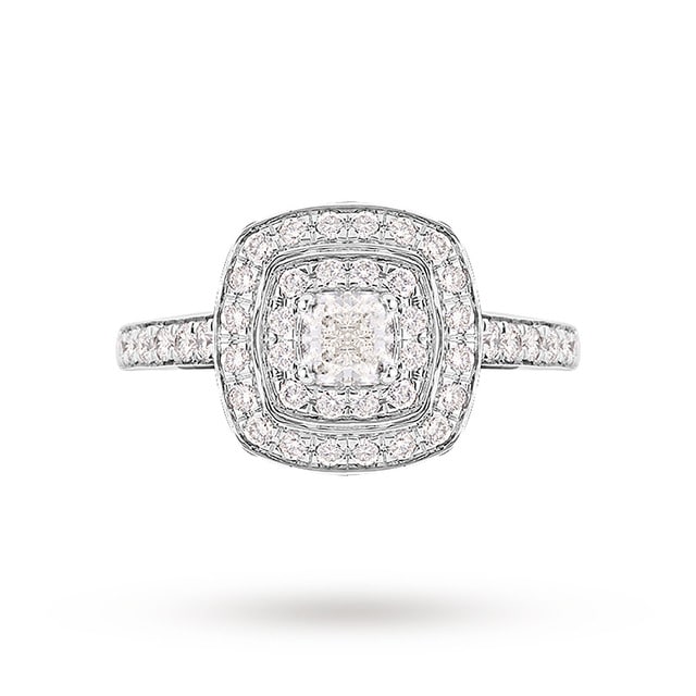 Jenny Packham 18ct White Gold Cushion Cut 1.20cttw Double Halo Diamond Ring