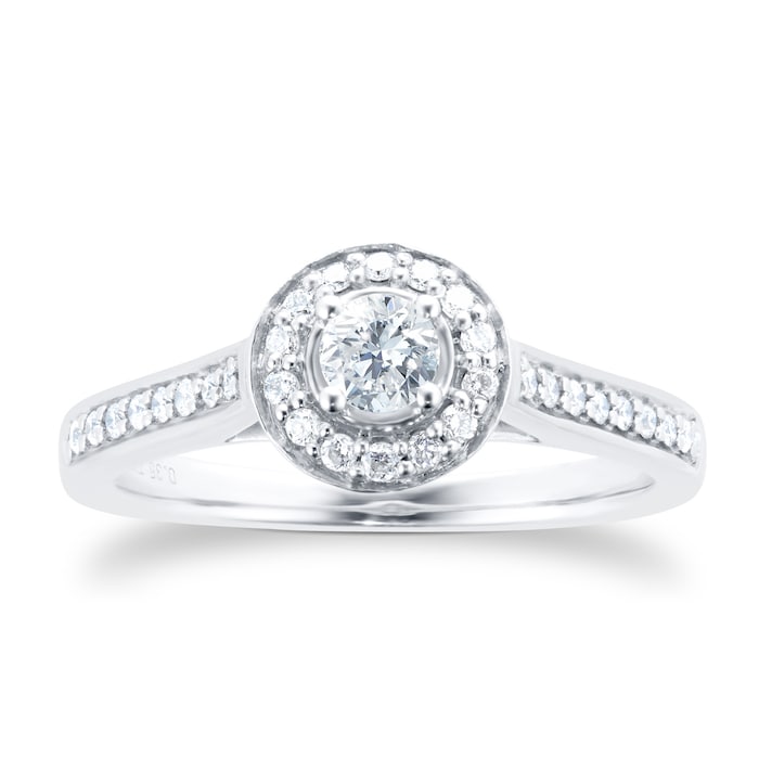 Jenny Packham 18ct White Gold Brilliant Cut 0.35cttw Halo Diamond Ring