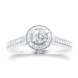 Jenny Packham Brilliant Cut 0.35 Carat Total Weight Halo Diamond Ring In 18 Carat White Gold - Ring Size J