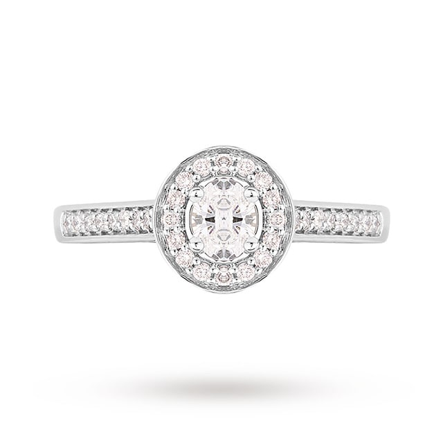 Jenny Packham 18ct White Gold Oval Cut 0.35cttw Halo Diamond Ring