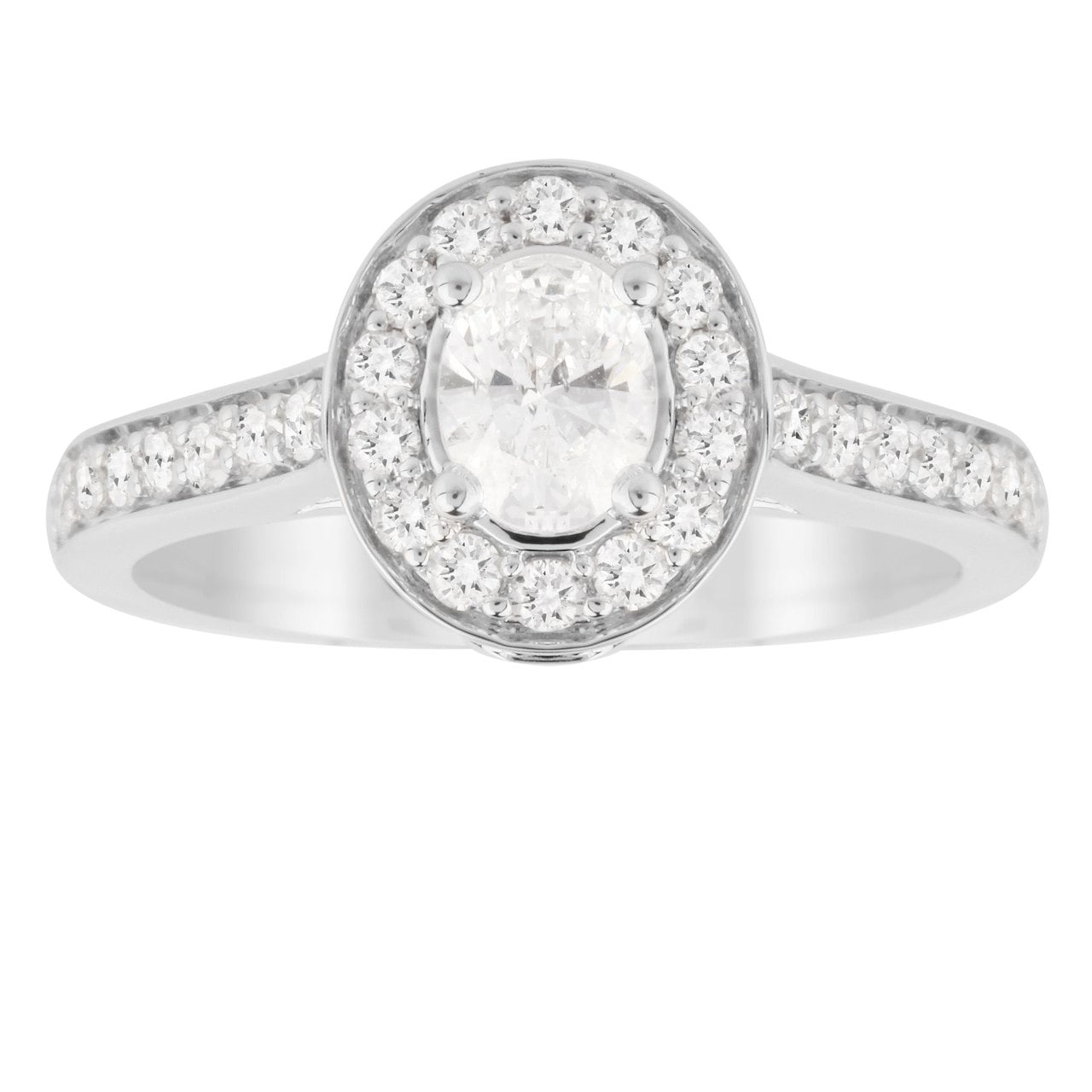 Jenny Packham 18ct White Gold Oval Cut 0.85cttw Halo Diamond Ring Jenny Packham 18ct White Gold Oval Cut 0.85cttw Halo Diamond Ring