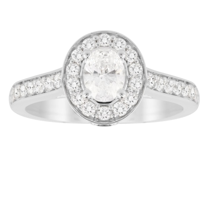 Jenny Packham 18ct White Gold Oval Cut 0.85cttw Halo Diamond Ring