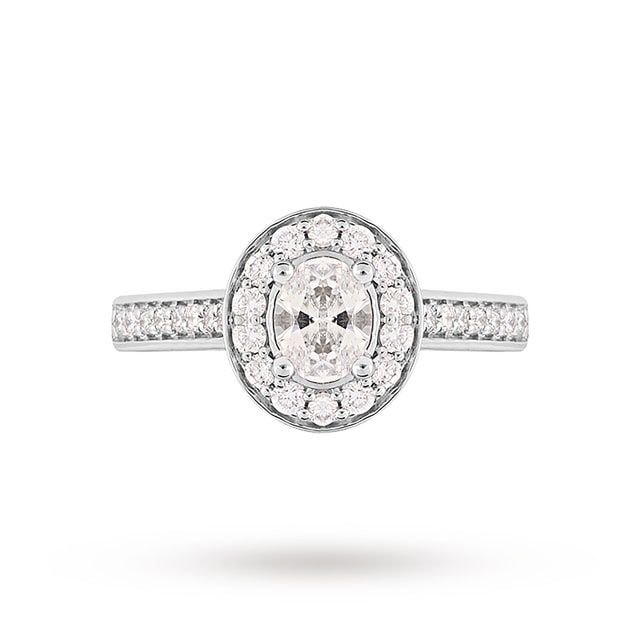 Jenny Packham 18ct White Gold Oval Cut 0.85cttw Halo Diamond Ring Jenny Packham 18ct White Gold Oval Cut 0.85cttw Halo Diamond Ring