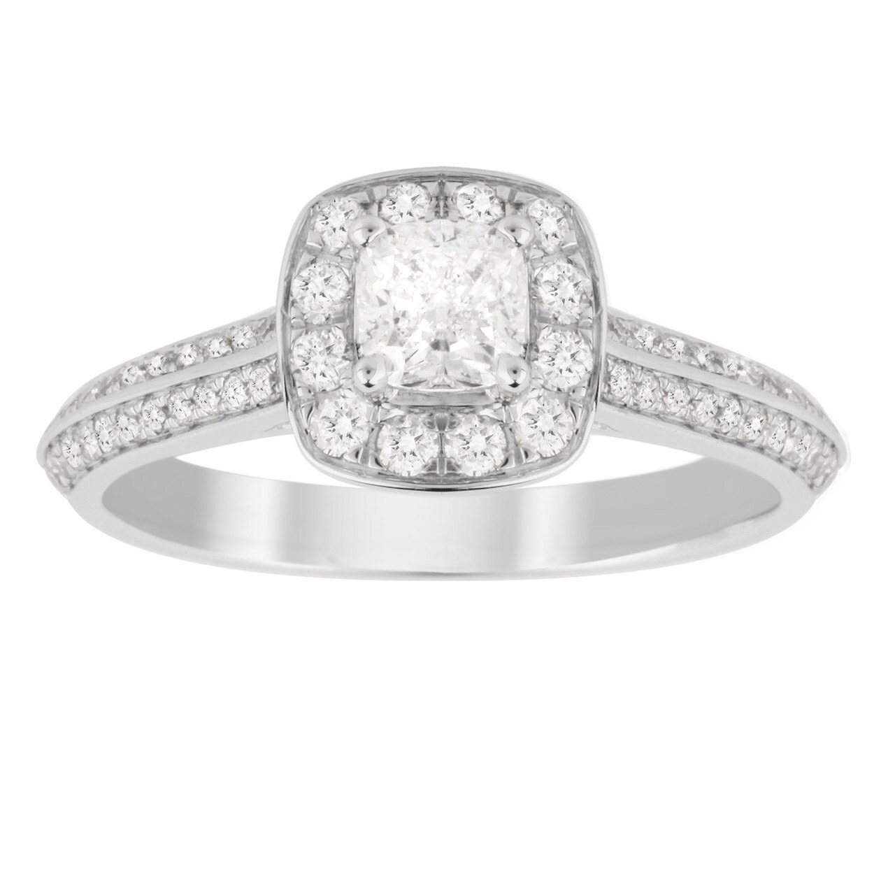 Jenny Packham Cushion Cut 0.95 Carat Total Weight Halo Diamond Ring In 18 Carat White Gold Jenny Packham Cushion Cut 0.95 Carat Total Weight Halo Diamond Ring In 18 Carat White Gold