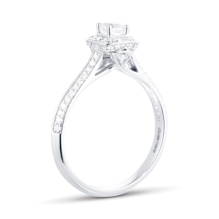 Jenny Packham Cushion Cut 0.70 Carat Total Weight Halo Diamond Ring In 18 Carat White Gold - Ring Size J