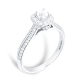 Jenny Packham Cushion Cut 0.70 Carat Total Weight Halo Diamond Ring In 18 Carat White Gold - Ring Size J