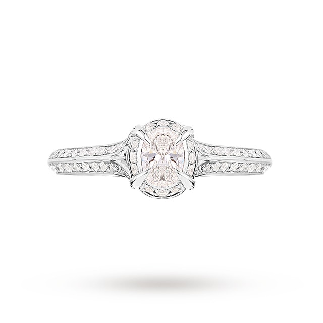 Jenny Packham Oval Cut 0.56 Carat Total Weight Solitaire Diamond Ring In 18 Carat White Gold - Ring Size P