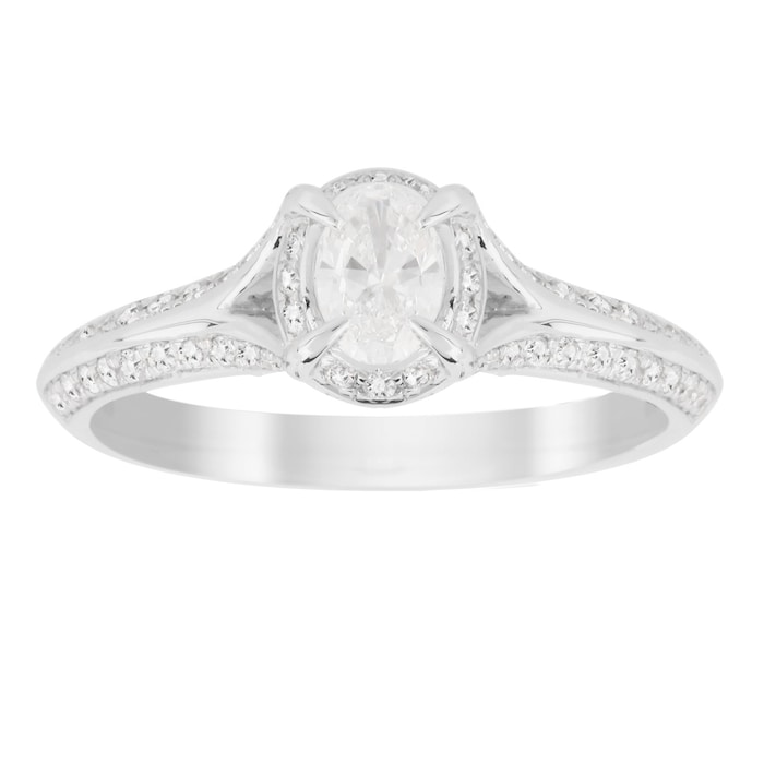 Jenny Packham Oval Cut 0.56 Carat Total Weight Solitaire Diamond Ring In 18 Carat White Gold - Ring Size P