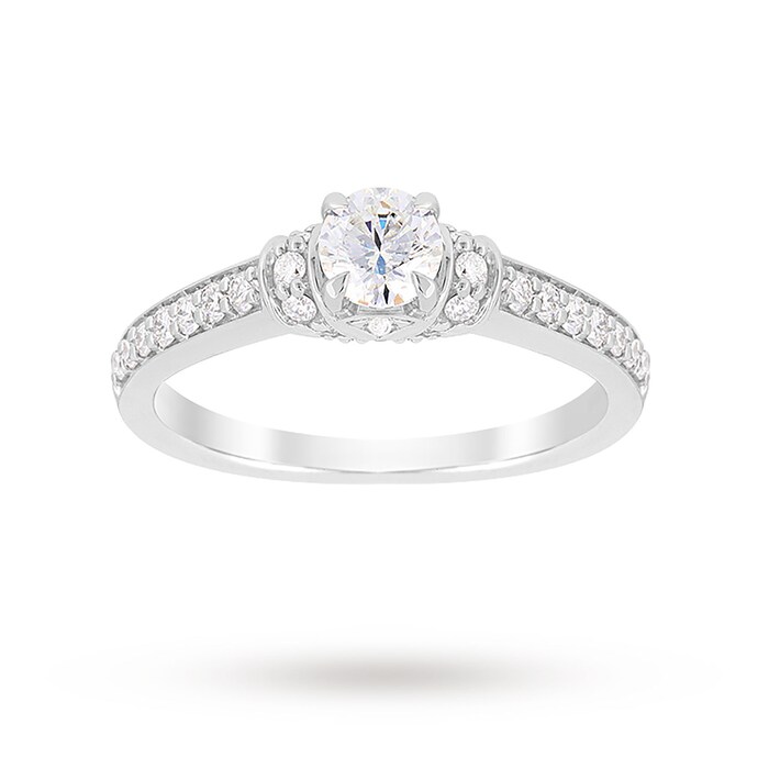 Jenny Packham Platinum Brilliant Cut 0.45cttw Diamond Art Deco Style Ring