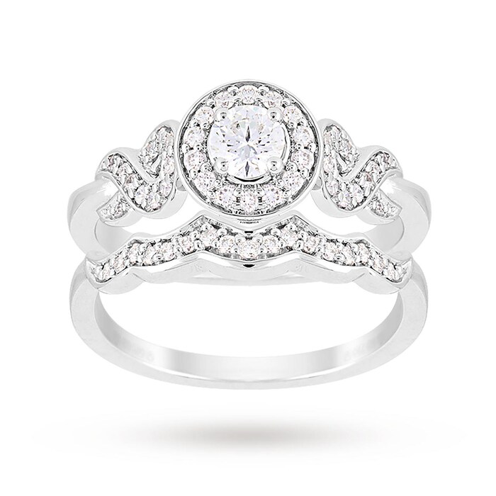 Jenny Packham Platinum Brilliant Cut 0.54cttw Diamond Bridal Set Ring