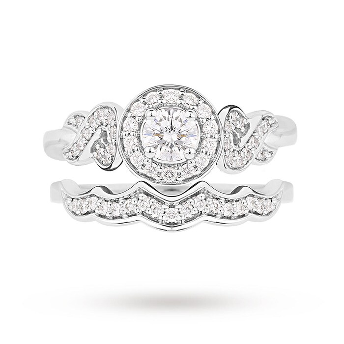 Jenny Packham Platinum Brilliant Cut 0.54cttw Diamond Bridal Set Ring