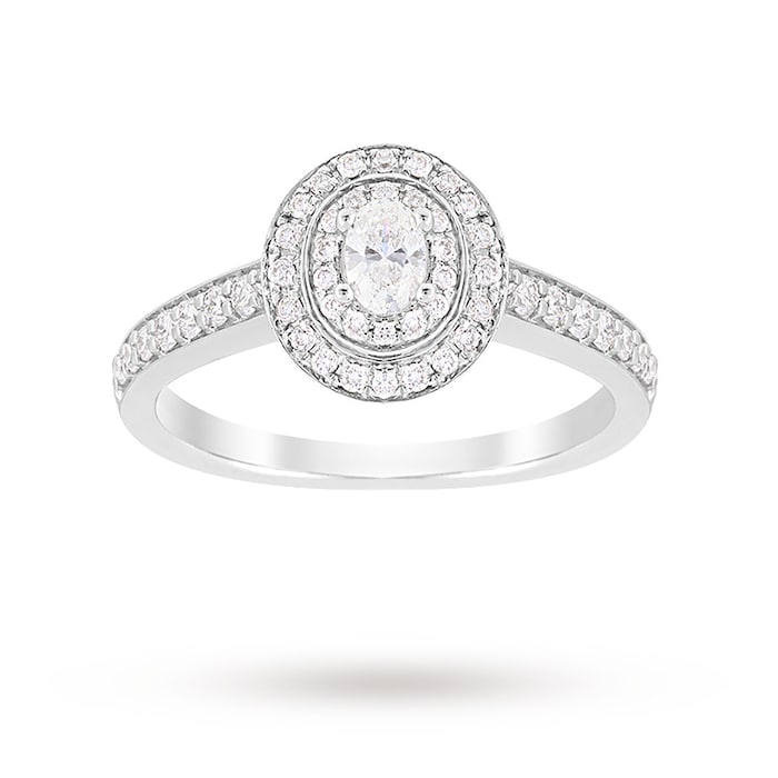 Jenny Packham Oval Cut 0.70cttw Double Halo Diamond Ring in Platinum