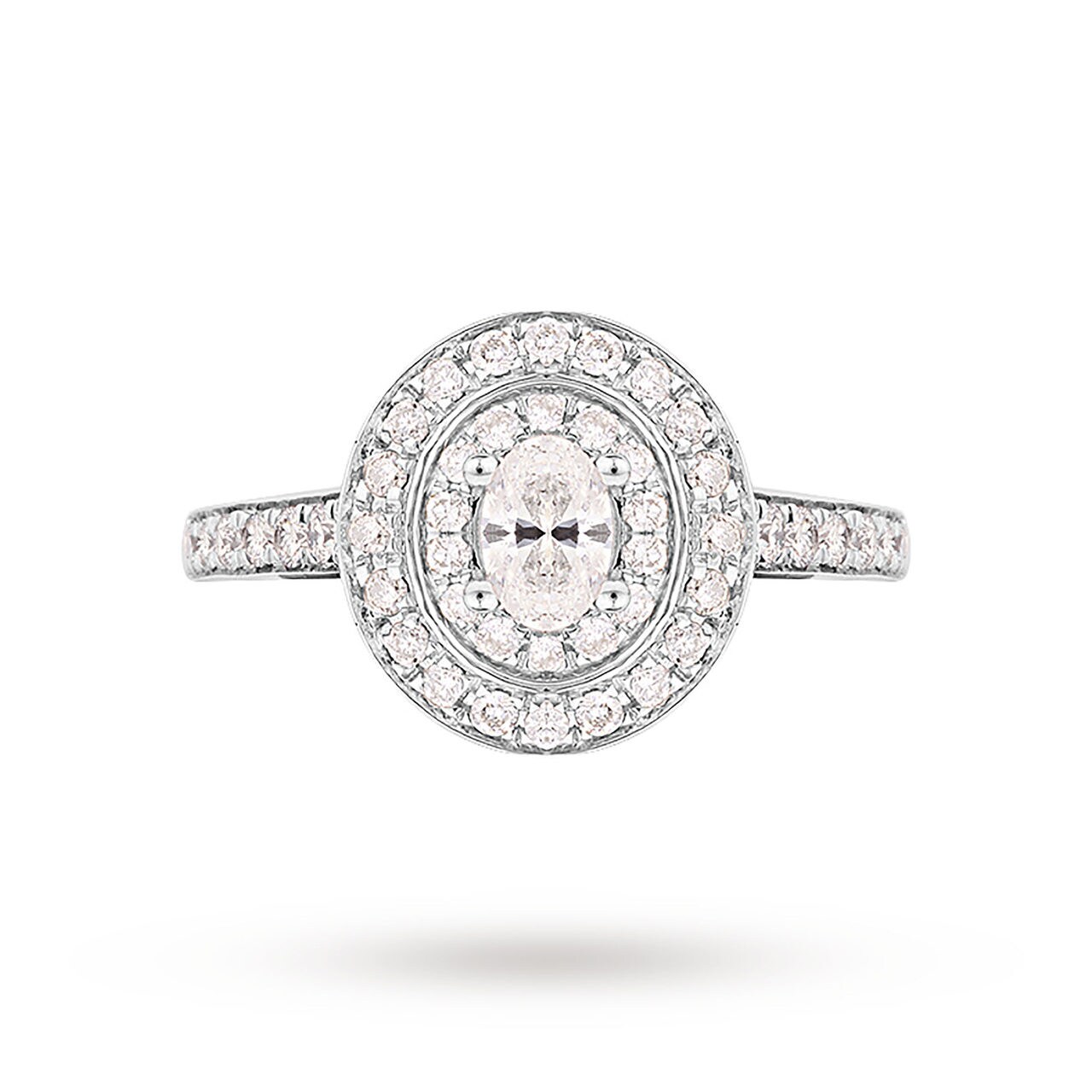 Jenny Packham Oval Cut 0.70cttw Double Halo Diamond Ring in Platinum