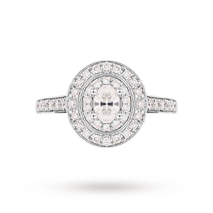 Jenny Packham Oval Cut 0.70cttw Double Halo Diamond Ring in Platinum