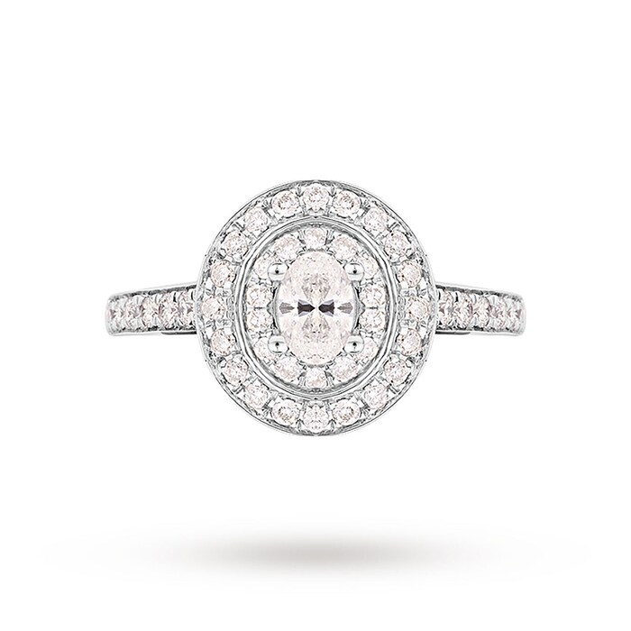 Jenny Packham Oval Cut 0.70cttw Double Halo Diamond Ring in Platinum