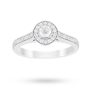 Jenny Packham Platinum Brilliant Cut 0.35cttw Halo Diamond Ring