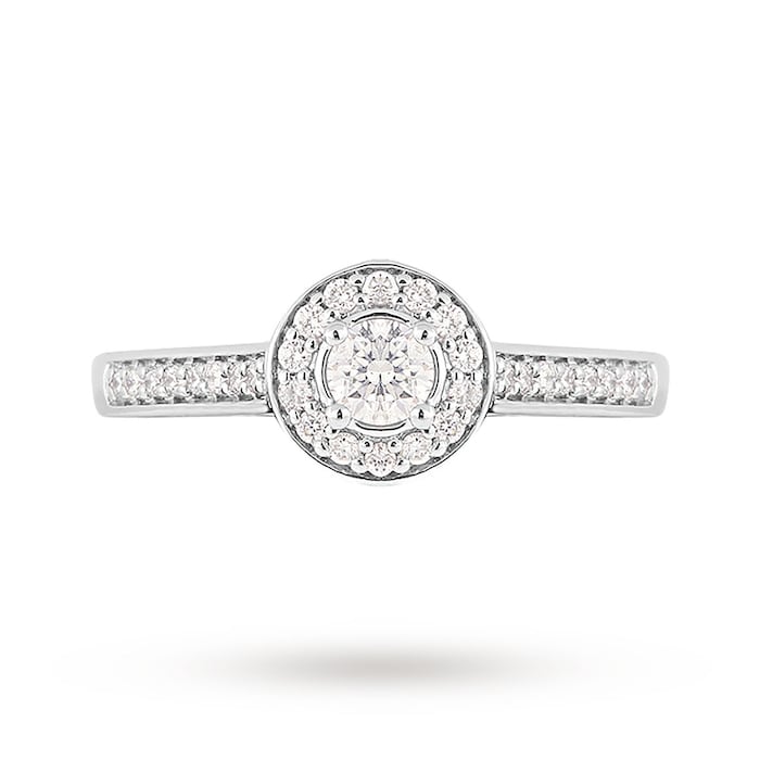 Jenny Packham Brilliant Cut 0.35 Carat Total Weight Halo Diamond Ring In Platinum - Ring Size J