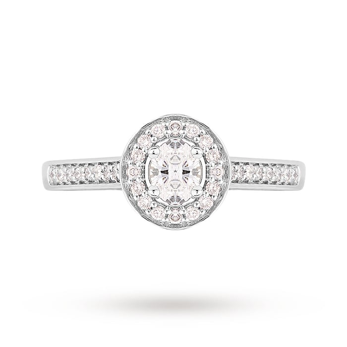 Jenny Packham Platinum Oval Cut 0.35cttw Halo Diamond Ring