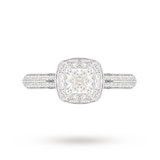 Jenny Packham Cushion Cut 0.95 Carat Total Weight Halo Diamond Ring In Platinum