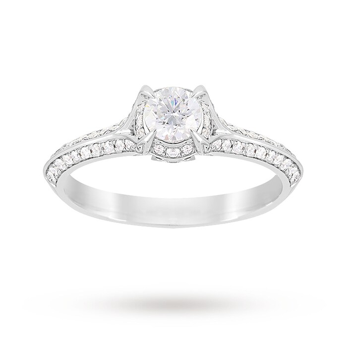 Jenny Packham Platinum Brilliant Cut 0.56cttw Solitaire Diamond Ring