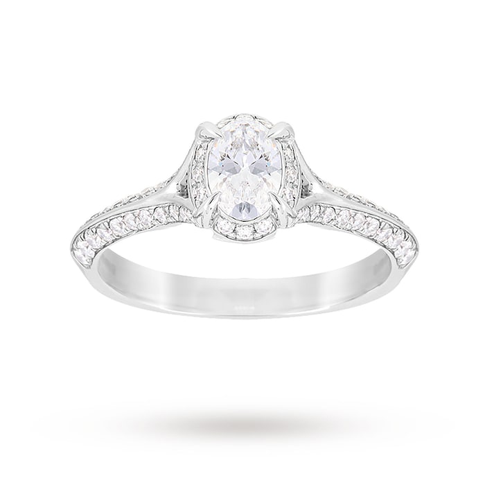 Jenny Packham Platinum Oval Cut 0.85cttw Solitaire Diamond Ring