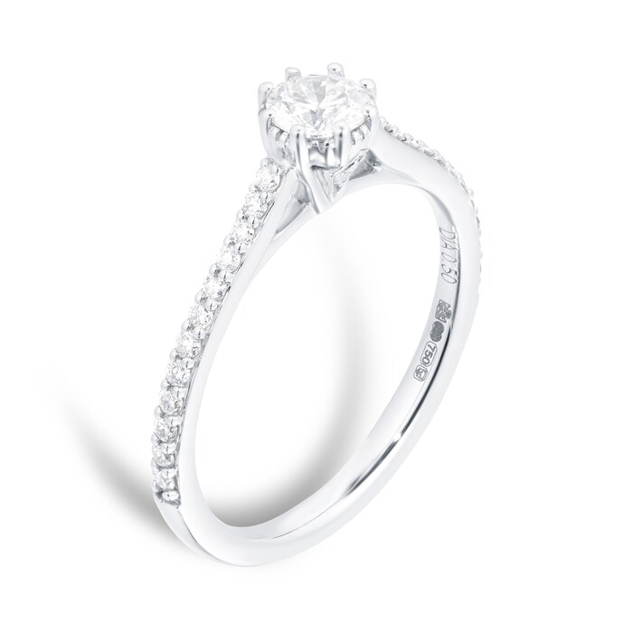 Jenny Packham 18ct White Gold 0.50cttw Diamond 8 Claw Single Stone Ring