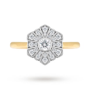 Jenny Packham 18ct Yellow Gold 0.39cttw Flower Cluster