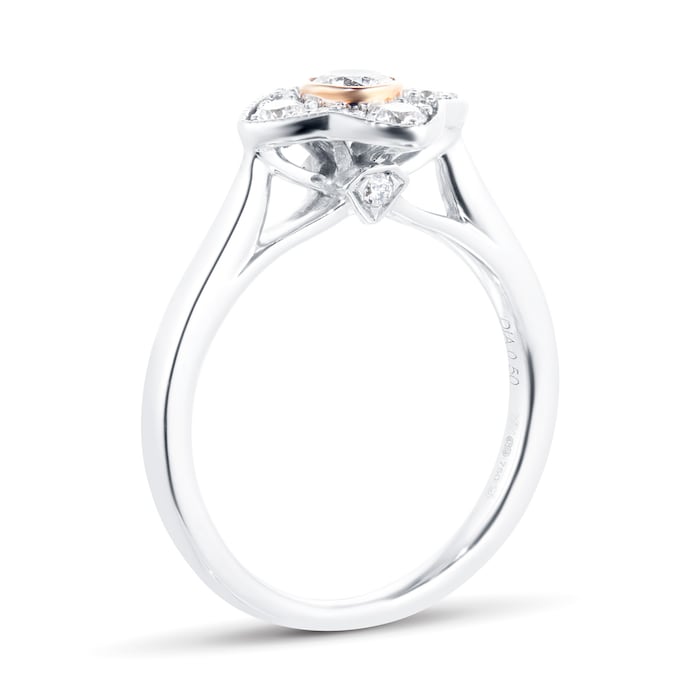 Jenny Packham 18ct White Gold 0.50cttw Diamond Cluster Ring With Rose Gold Milgrain