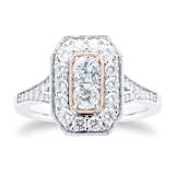 Jenny Packham 18ct White Gold 0.90cttw Diamond Ring With Rose Gold Milgrain