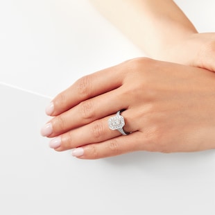 Jenny Packham 18ct White Gold 0.90cttw Diamond Ring With Rose Gold Milgrain