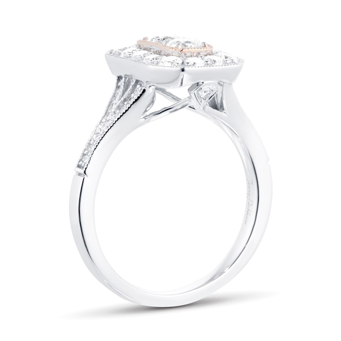 Jenny Packham 18ct White Gold 0.90cttw Diamond Ring With Rose Gold Milgrain