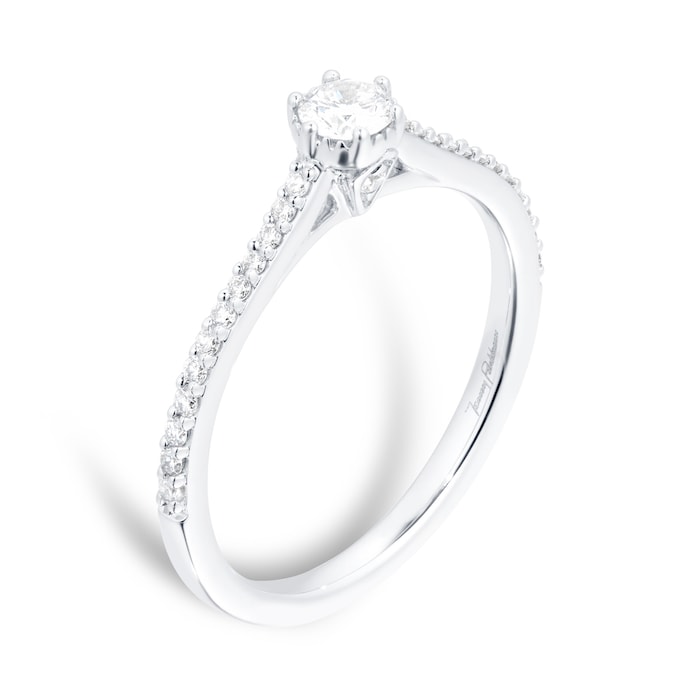 Jenny Packham Platinum 0.33 Carat Diamond 6 Claw Single Stone Ring - Ring Size I