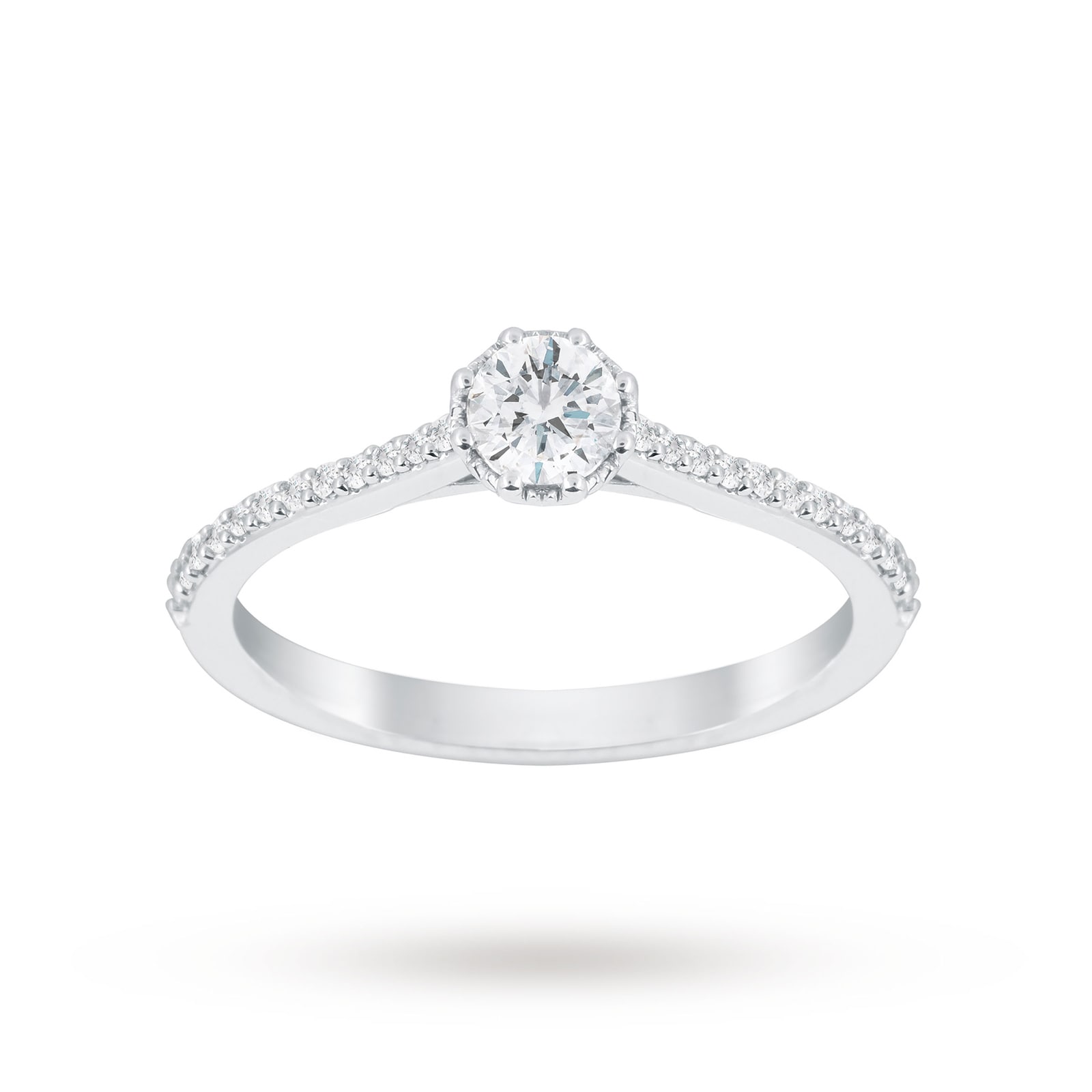 Jenny Packham Platinum 0.50cttw Diamond 8 Claw Single Stone Ring