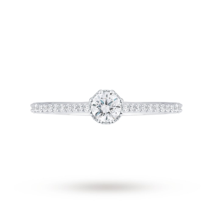 Jenny Packham Platinum 0.50 Carat Diamond 8 Claw Single Stone Ring - Ring Size J