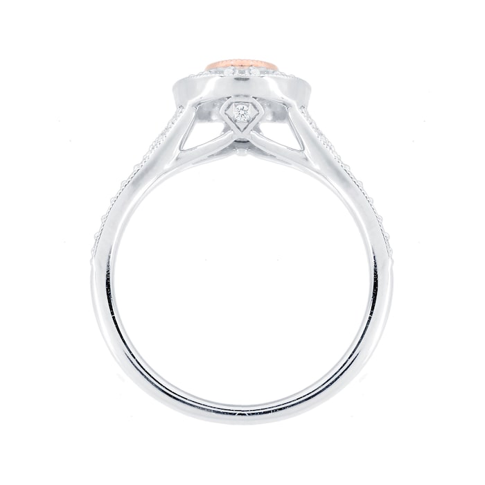 Jenny Packham Platinum 0.60cttw Diamond Oval Ring With Rose Gold Milgrain