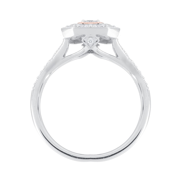 Jenny Packham Platinum 0.90 Carat Diamond Ring With Rose Gold Milgrain - Ring Size J