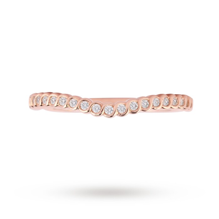 Jenny Packham 18ct Rose Gold 0.15cttw Twist Dip Band Ring - Ring Size I