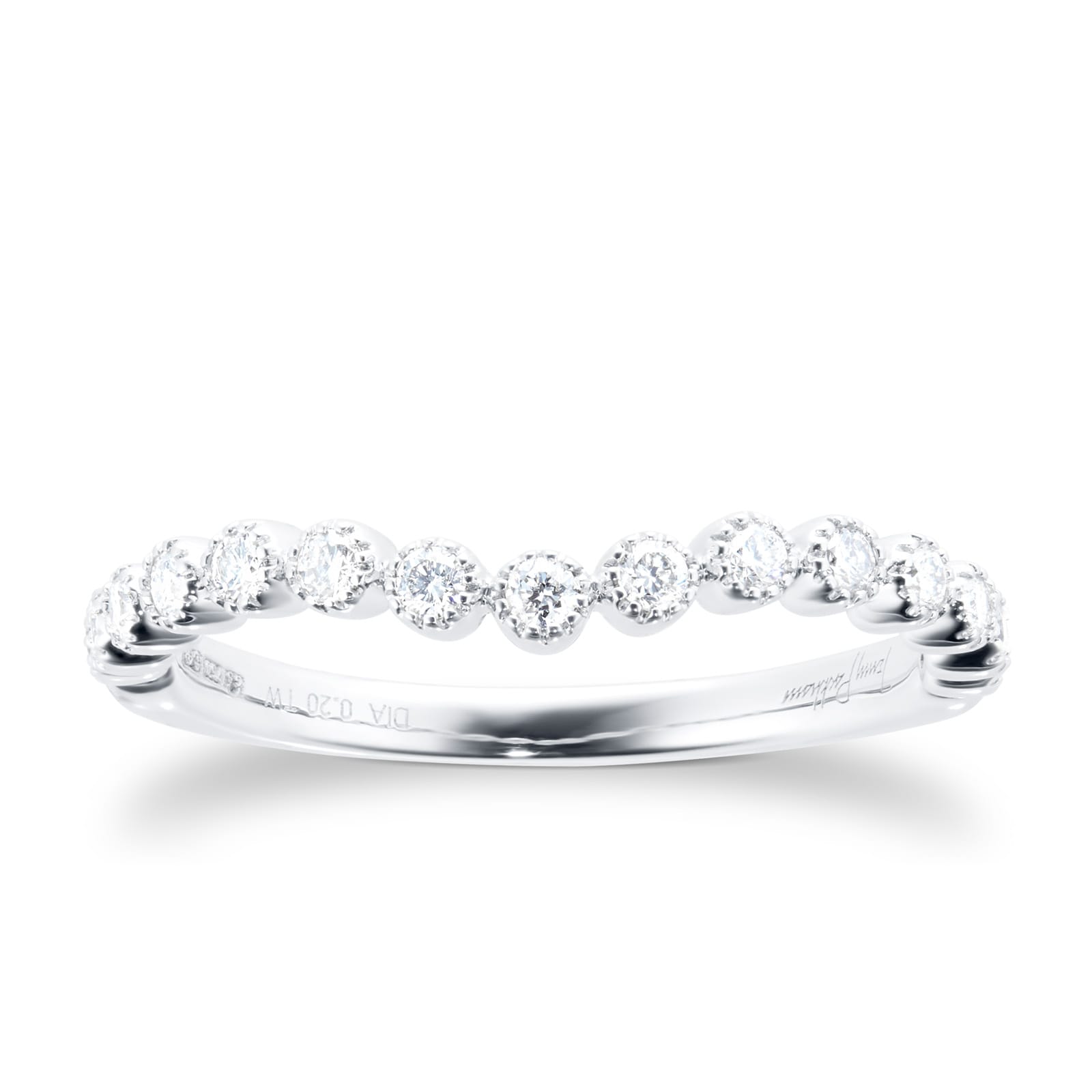 18ct White Gold 0.20cttw Bead Edge Band Ring