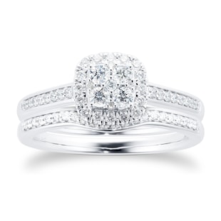 Jenny Packham 18ct White Gold Cluster 0.50cttw Diamond Bridal Set