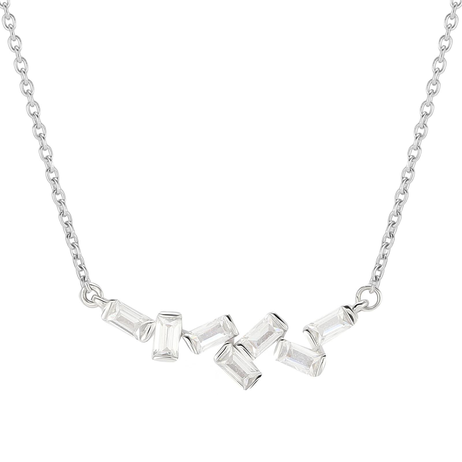 Baguette Diamond Necklace/ 14k Gold Baguette and Round Cut Diamond Necklace/  Minimalist Baguette Necklace/ Dainty Mix Diamond Necklace - Etsy