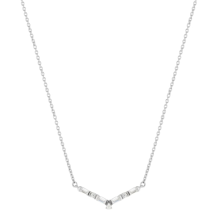 Jenny Packham 9ct White Gold 0.13cttw Baguette Necklace