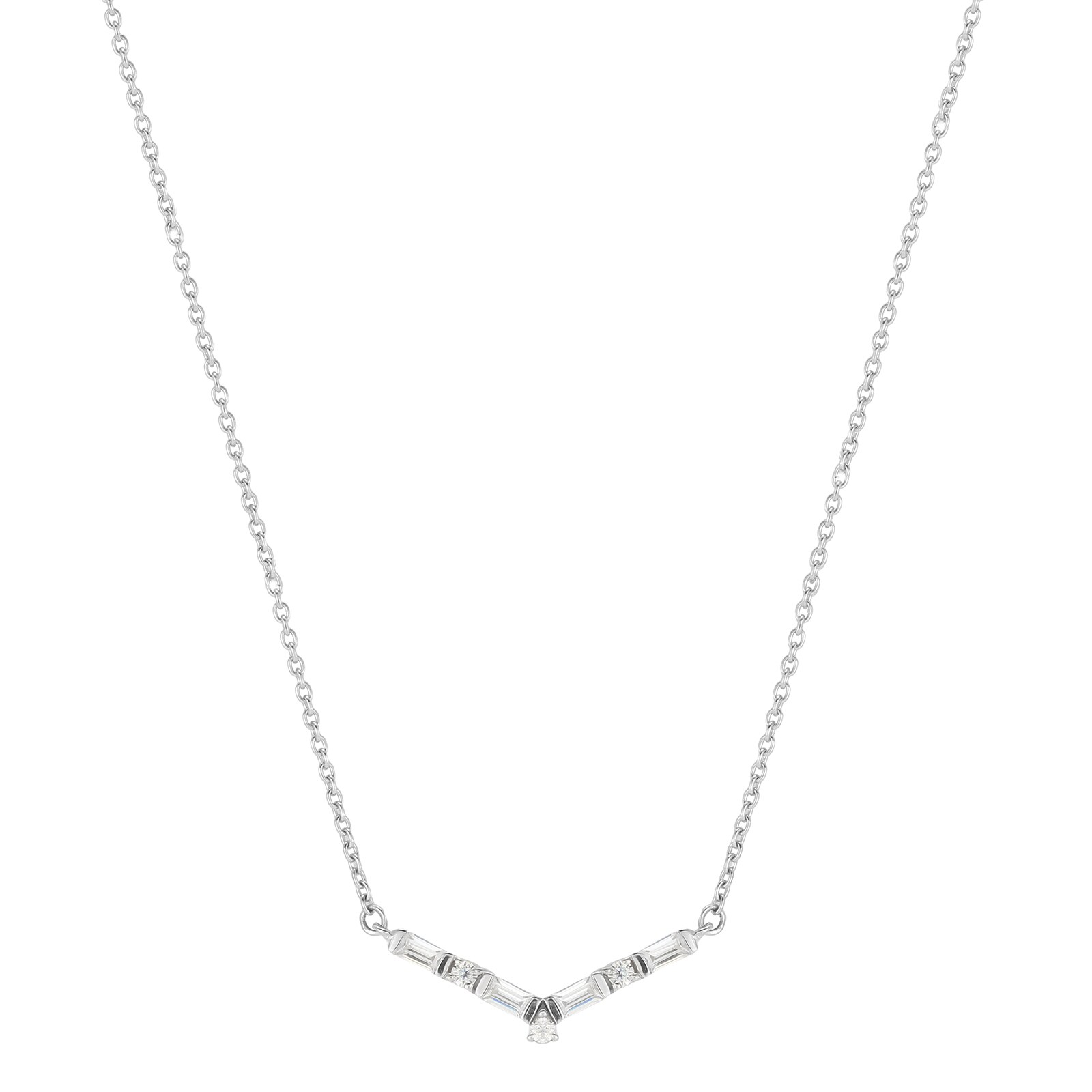 Jenny Packham 9ct White Gold 0.13cttw Baguette Necklace