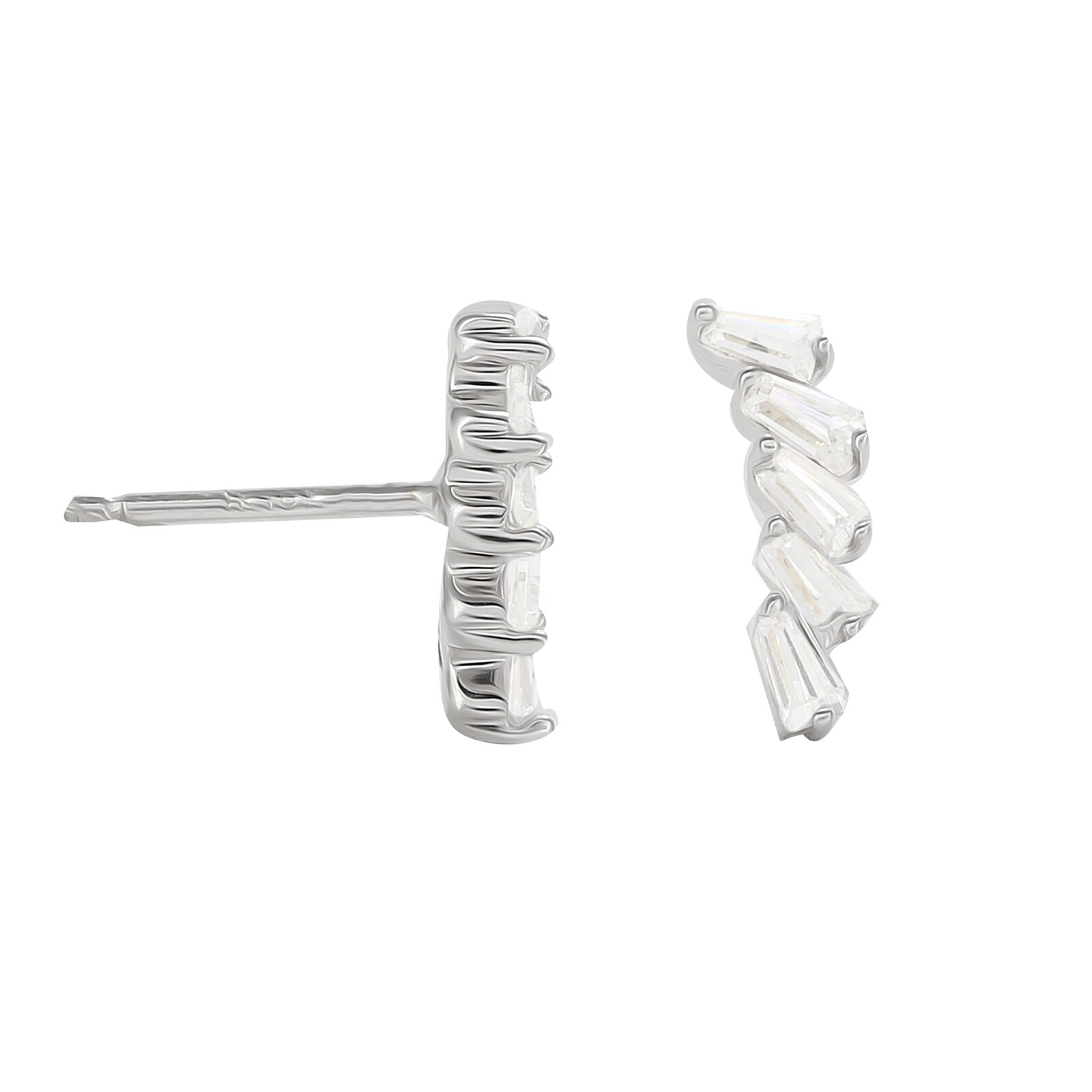 Jenny Packham 9ct White Gold 0.20cttw Baguette Climber Stud Earrings