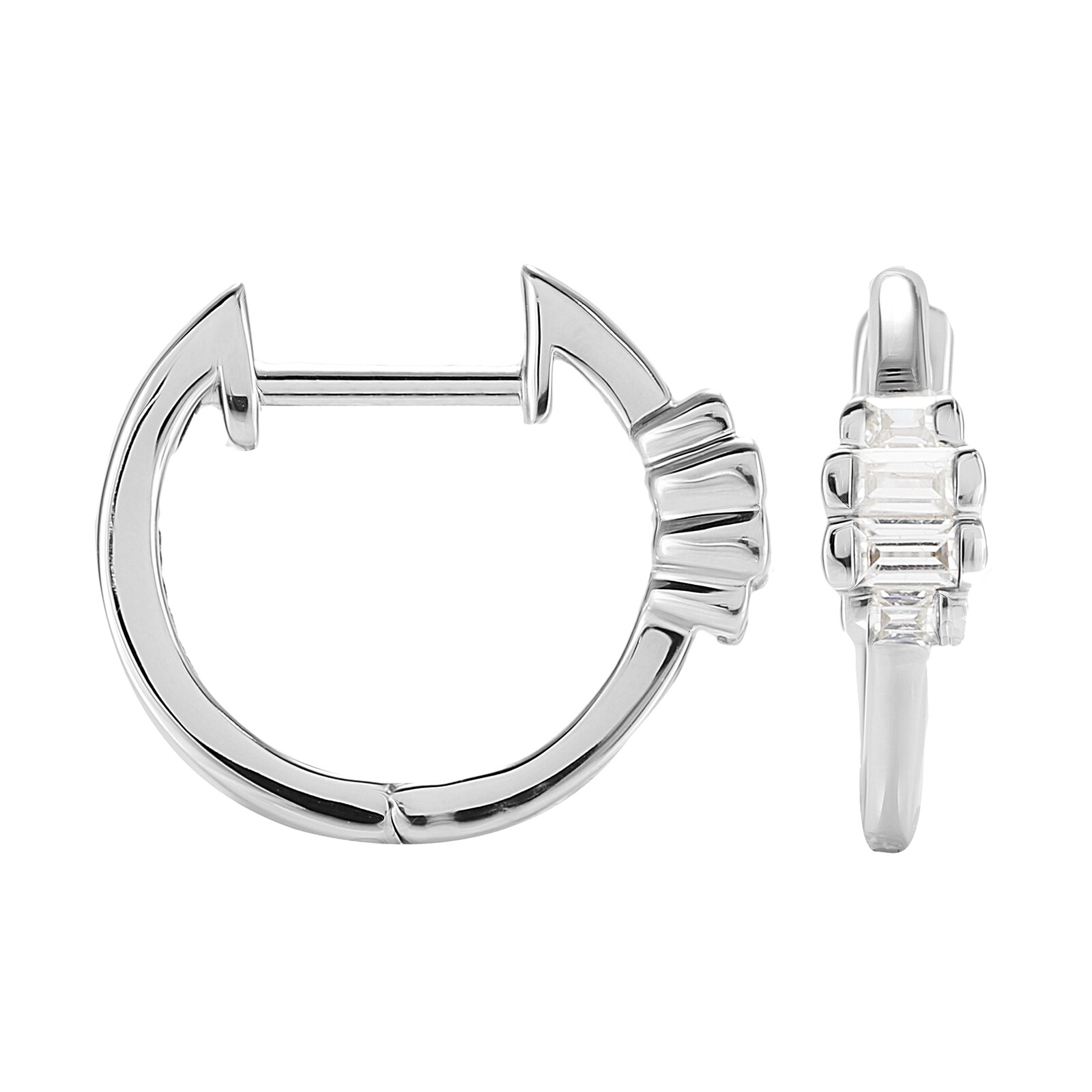 Jenny Packham 9ct White Gold 0.15cttw Baguette Hoop Earrings
