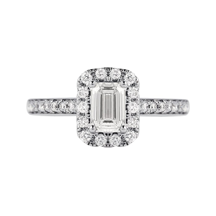 Jenny Packham Platinum Emerald Cut 0.90ct Halo Diamond Ring