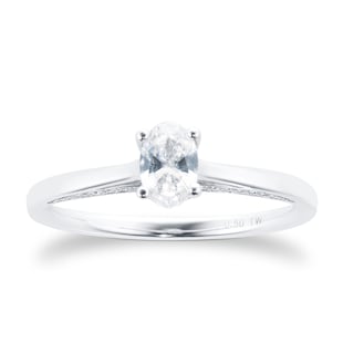 Jenny Packham 18ct White Gold 0.50cttw Oval Cut Diamond Ring
