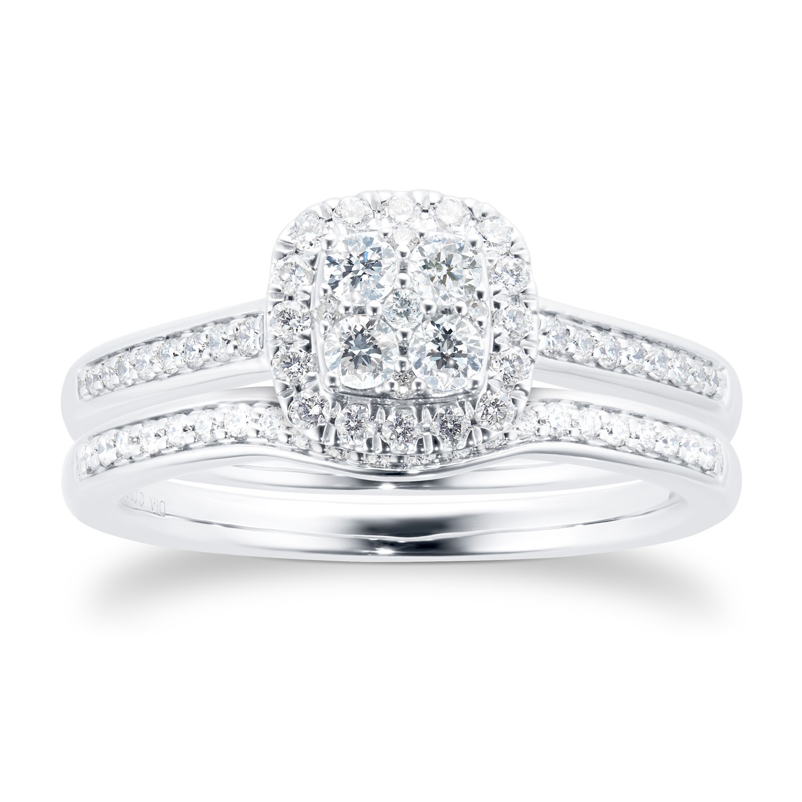 Jenny Packham Platinum Cluster 0.50cttw Diamond Bridal Set Jenny Packham Platinum Cluster 0.50cttw Diamond Bridal Set