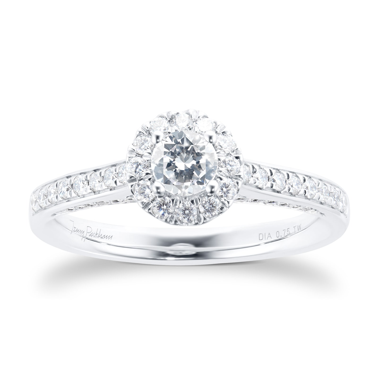 Platinum 0.75cttw Brilliant Cut Halo Diamond Ring - Ring Size Q