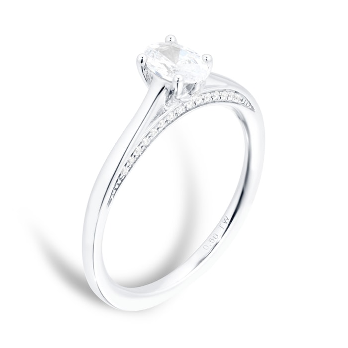 Jenny Packham Platinum 0.50cttw Oval Cut Diamond Ring