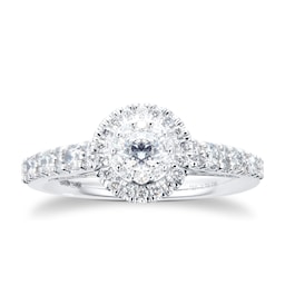 37410279 - 18ct White Gold 0.75cttw Diamond 8mm Halo Engagement Ring